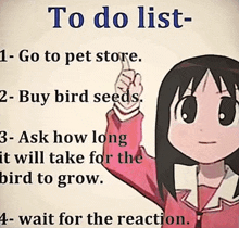 a picture of a girl with a list of things to do