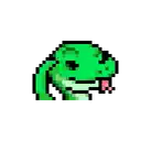 it is a pixel art of a snake with its tongue out .