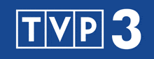 a tvp 3 logo that is blue and white