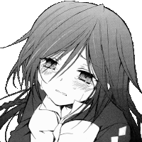 a black and white image of a girl crying