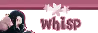 the word whisp is on a pink background with flowers