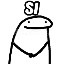 a black and white drawing of a stick figure with the word si on top of its head .