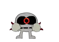 a cartoon drawing of a skull with a red circle around its eye