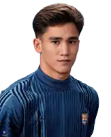 a young man wearing a blue sweater with a thailand emblem on the front