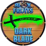 a wooden shield with a sword and the words blox fruits dark blade on it