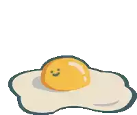 a pixel art drawing of a fried egg with a face on it