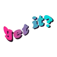 the word get is written in pink and blue