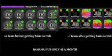 a screenshot of a game that says ur team before getting banana hub