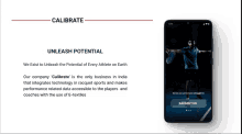 a phone with a tennis racquet on the screen and the words calibrate on the top