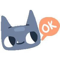 an illustration of a cat with a speech bubble that says ok