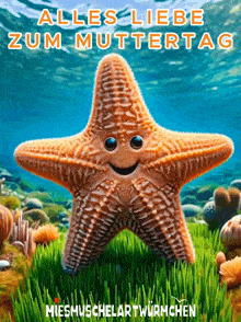 a picture of a starfish with a smiling face and the words alles liebe zum muttertag at the bottom