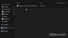 a screenshot of a computer screen showing a folder called " ffmpeg-master-latest-win64-gpl-... "
