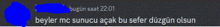 a black screen with blue text that says bugün saat 22:11