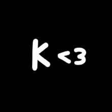 the letter k is written in white on a black background with a smiley face .