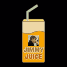 a box of jimmy juice with a picture of a boy drinking