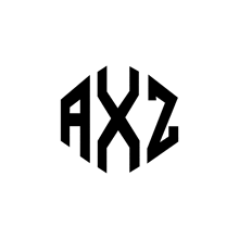 a black and white logo with the letters axz