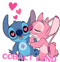 a picture of stitch and angel kissing with the words cobalt lend written below them