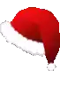 a pixel art illustration of a red santa hat with a white stripe on the bottom .