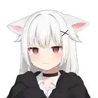 a girl with white hair and cat ears has a black choker