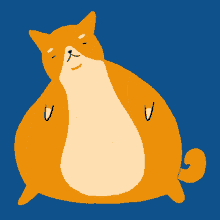 a cartoon drawing of a cat with a large belly