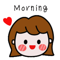 a cartoon drawing of a girl with the words morning above her head