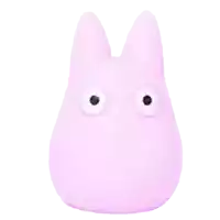 a pink toy with big eyes and ears