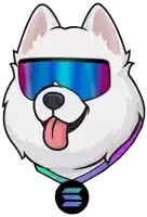 a cartoon drawing of a dog wearing sunglasses and a collar