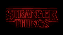 a neon sign that says stranger things in red on a black background