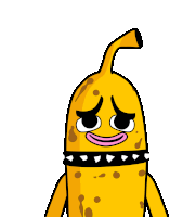 a cartoon drawing of a banana with spikes on its arms