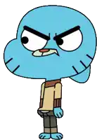 gumball from the amazing world of gumball is looking angry