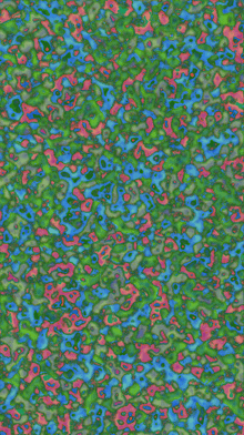 a painting of a green blue and pink background with a swirl pattern