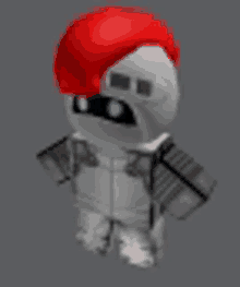 a 3d model of a robot with a red helmet on .