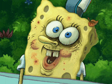 a cartoon drawing of a spongebob squarepants character with a very weird face