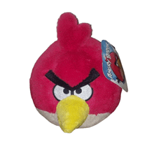 a red angry bird with a tag that says angry birds on it