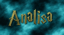 a blue background with the word analisa written in gold