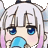 a cartoon of a girl with white hair and blue eyes eating ice cream .