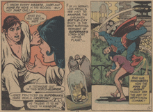 a comic book page shows superman and wonder woman