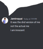 a screenshot of a conversation between jamiroquiai and not the actual me i am innocent