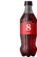 a bottle of coca-cola with the number 8 on it