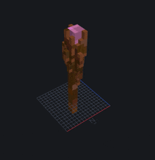 a 3d model of a wooden stick with a pink stone in the middle