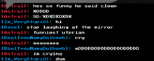 a screenshot of a text message between astral and sd / xdxdxdx