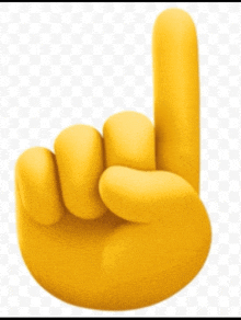 a yellow hand is pointing up with its thumb