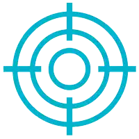 a blue target with a cross in the middle of it