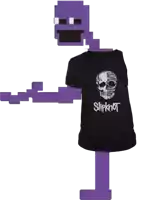 a slipknot t-shirt is on a purple figure