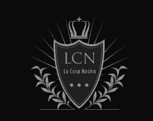 a logo for lcn la cosa nostra has a crown on top