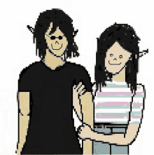 a pixel art drawing of a man and a girl