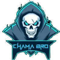 a logo for chama bro with a skull in the middle