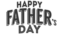 a black and white happy father 's day sign on a white background