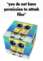 a spongebob squarepants cube with the words " you do not have permission to attach files "