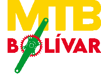 a logo for mtb bolivar with a green crank in the middle